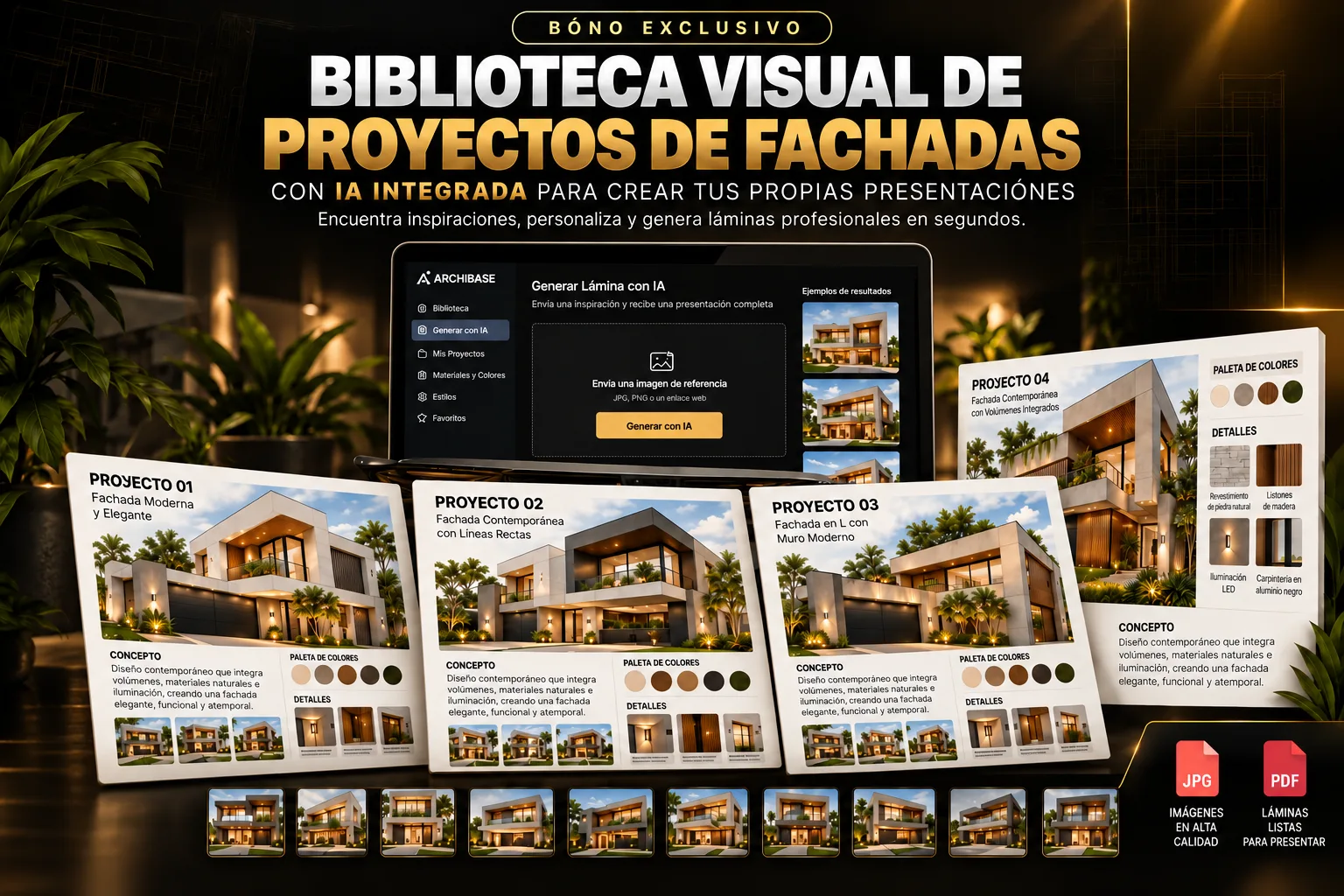 Biblioteca visual de proyectos de fachadas con IA integrada