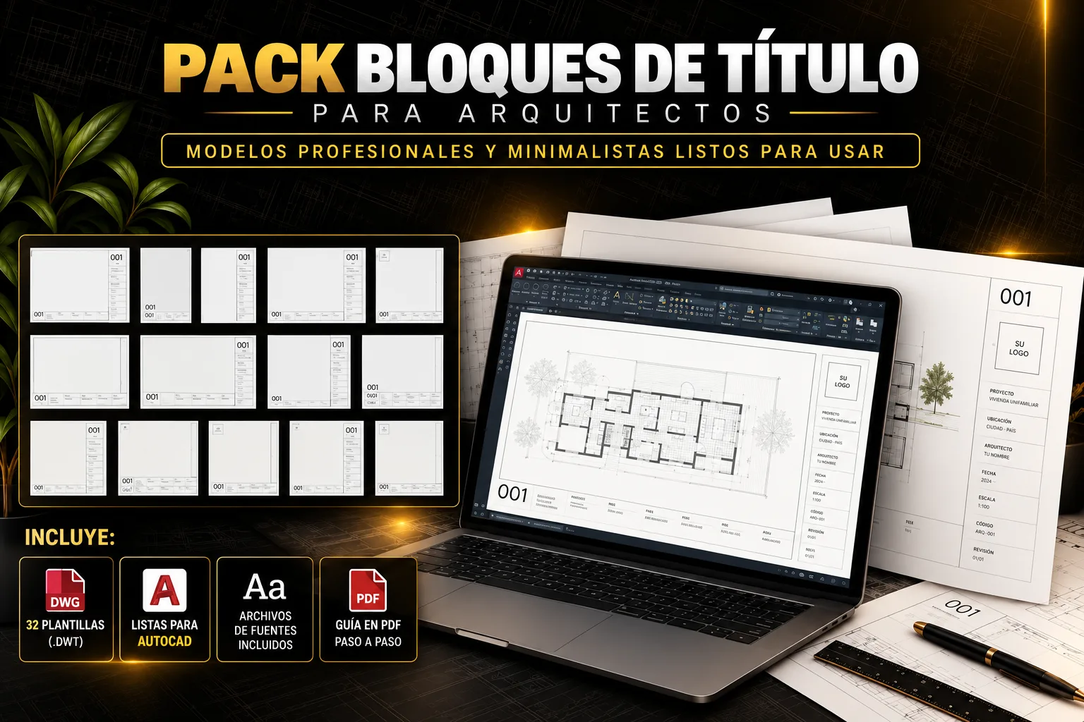 Pack de bloques de título para arquitectos