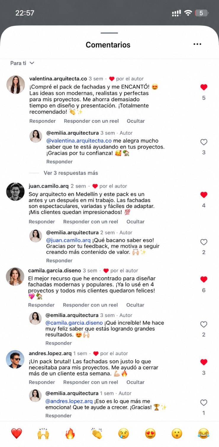 Comentarios de clientes en Instagram recomendando el pack